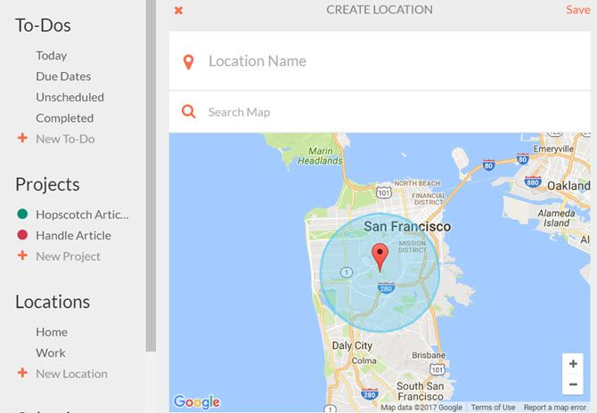 handle for gmail create location