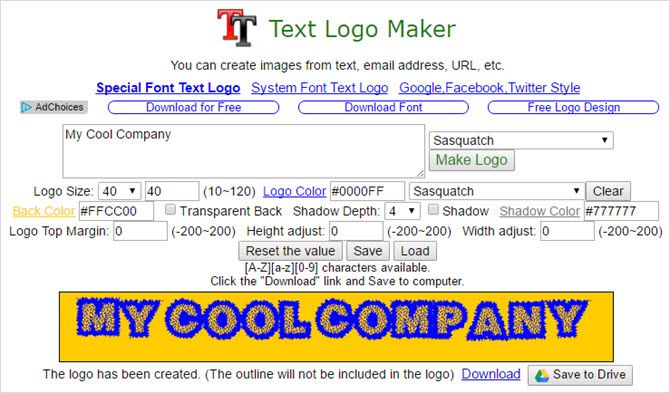 text logo maker chrome app