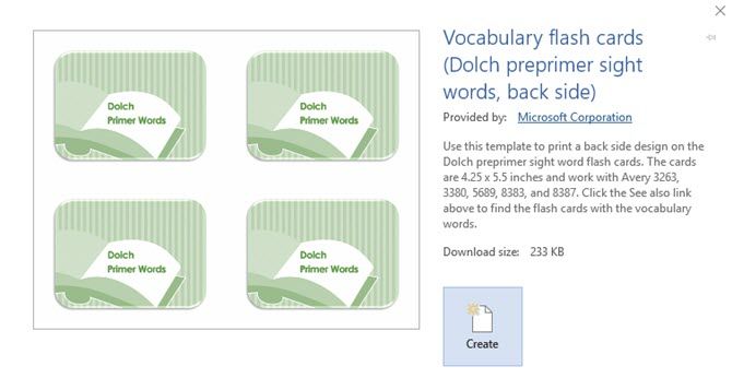 Vocabulary Index Cards