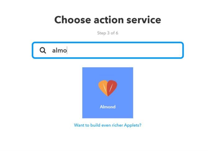 choose action service almond ifttt