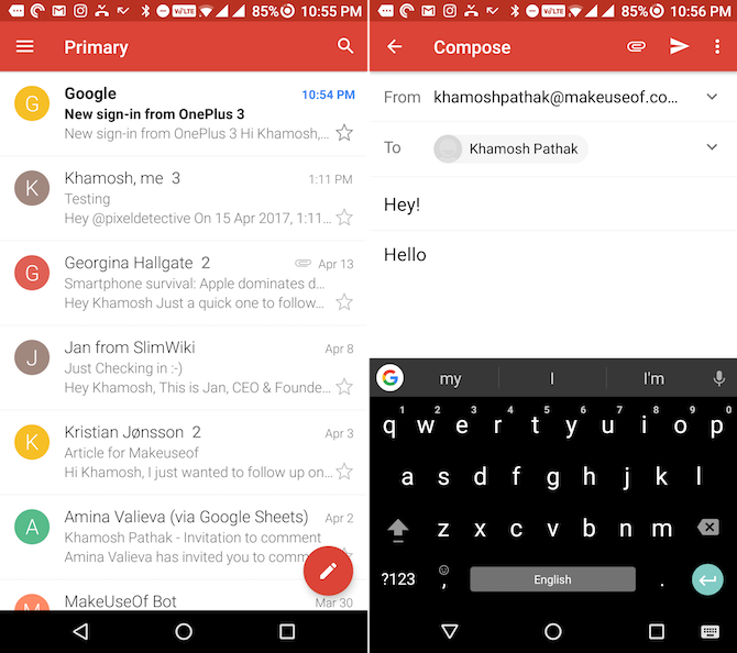 gmail app send a new email