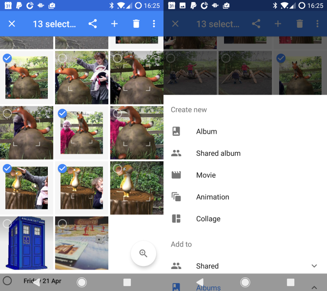 google photos android select