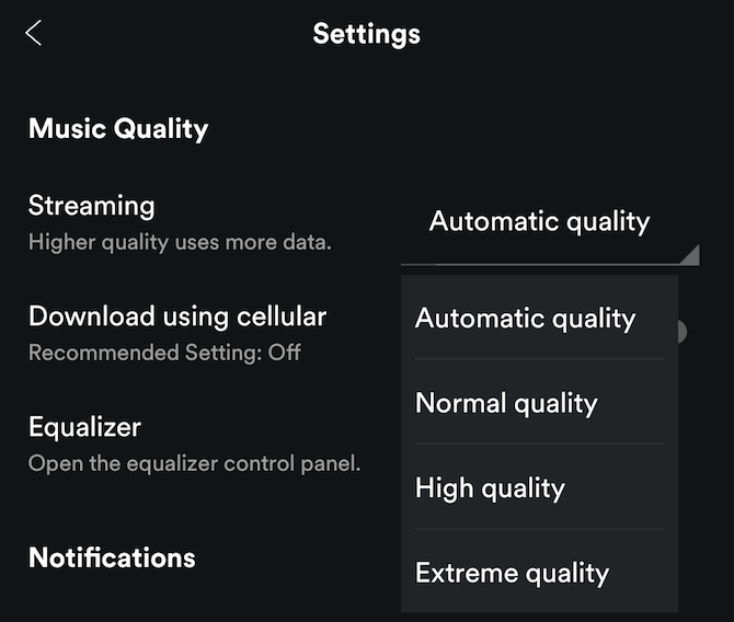 music streaming quality spotify