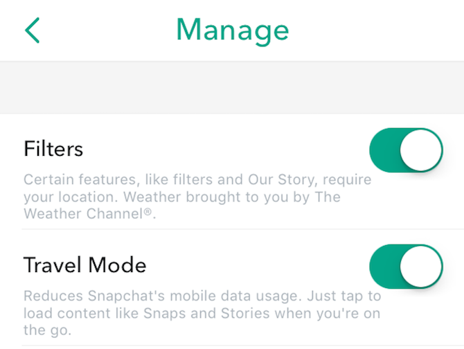 save mobile data snapchat travel mode