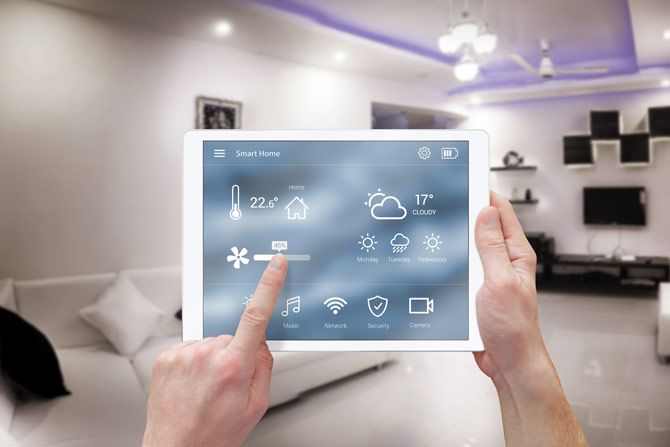 smart home app on tablet