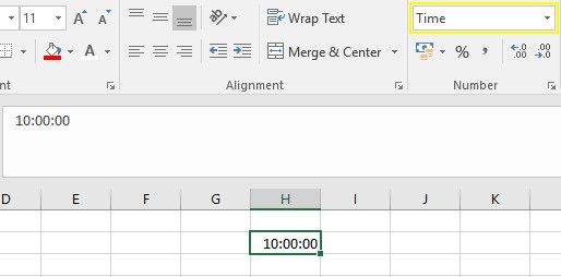 time formatted excel