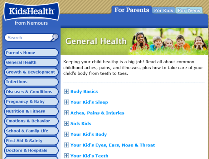 kidshealth general web