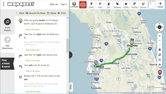 mapquest directions web