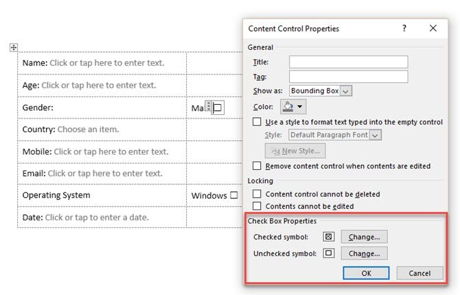 Set the Properties for Each Content Controls