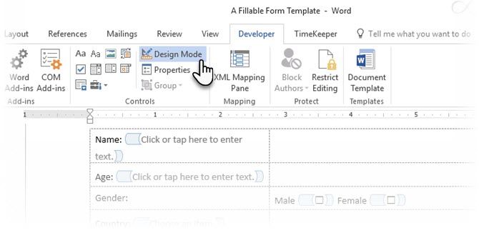 create a fillable form word 2016 for mac