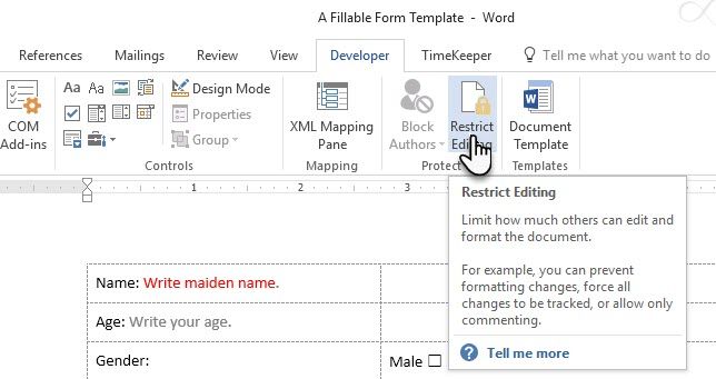 in word for mac 2011 create a fillable form