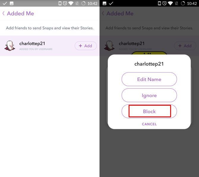 snapchat block user requests
