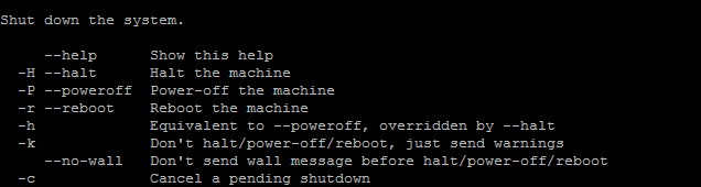 linux terminal shutdown commands help