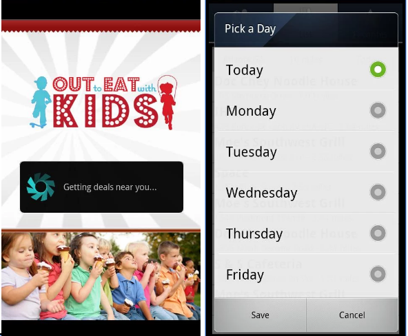 android app out to eat with kids