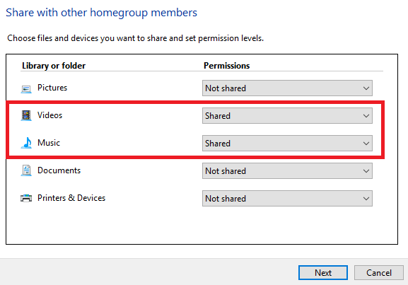 share homegroup windows 10