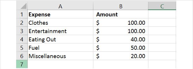 simple spreadsheet data excel