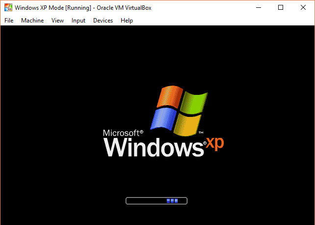 حالت ویندوز XP در حال اجرا در VirtualBox