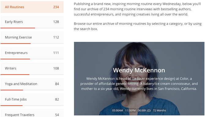 morning routines website