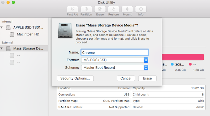 Format drive USB dengan Disk Utility di macOS