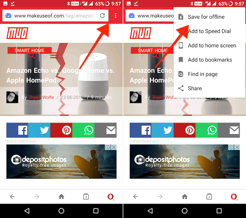 save pages offline with Opera - save button