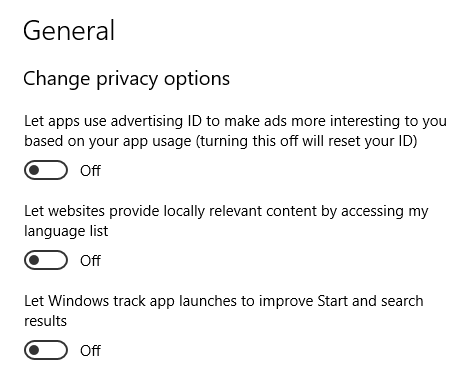 windows 10 privacy options