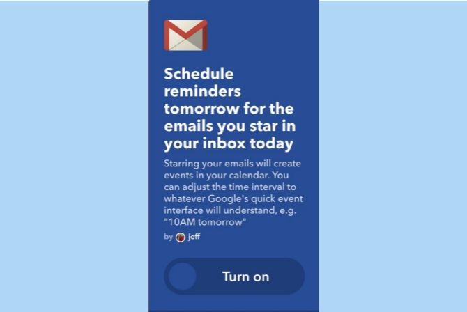 ifttt gmail starred emails calendar reminders