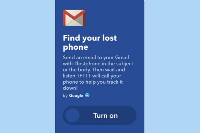 ifttt gmail find lost phone