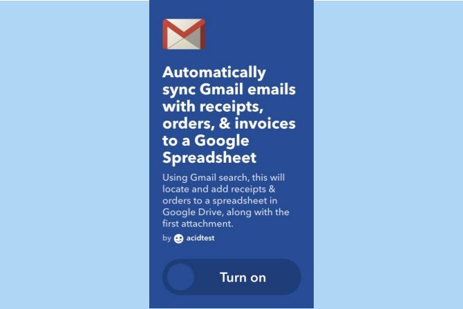 ifttt gmail receipts invoices orders google spreadsheet