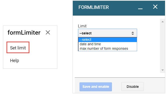 google forms formlimiter set limit