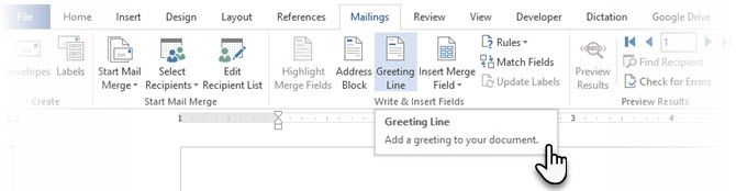 Insert The Greeting Line in Microsoft Word