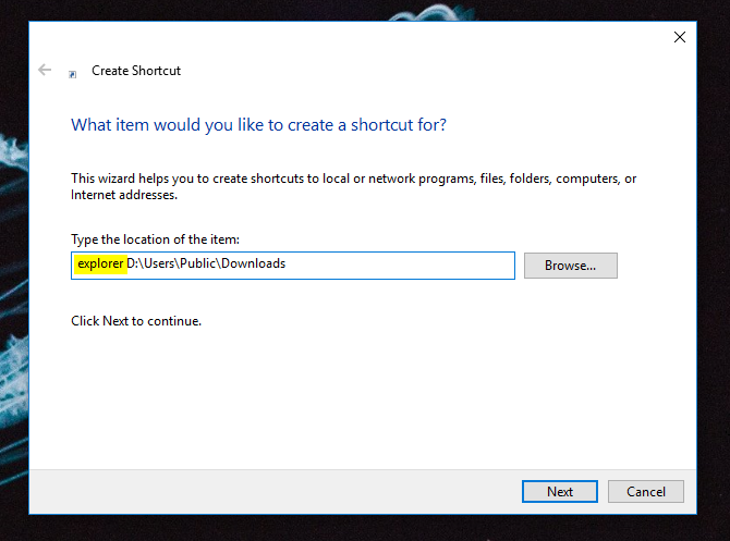 windows 10 taskbar create shortcut
