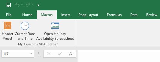 excel finished toolbar