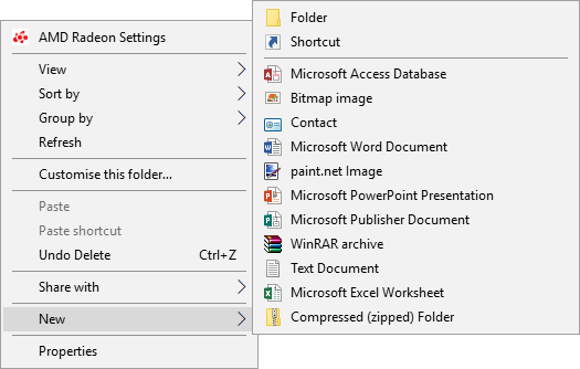 file explorer new context menu