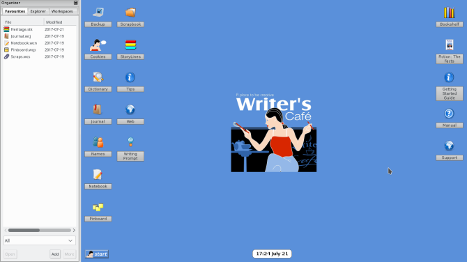 linux novel writing app writers cafe