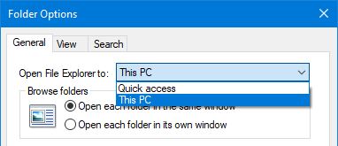 open file explorer to this pc