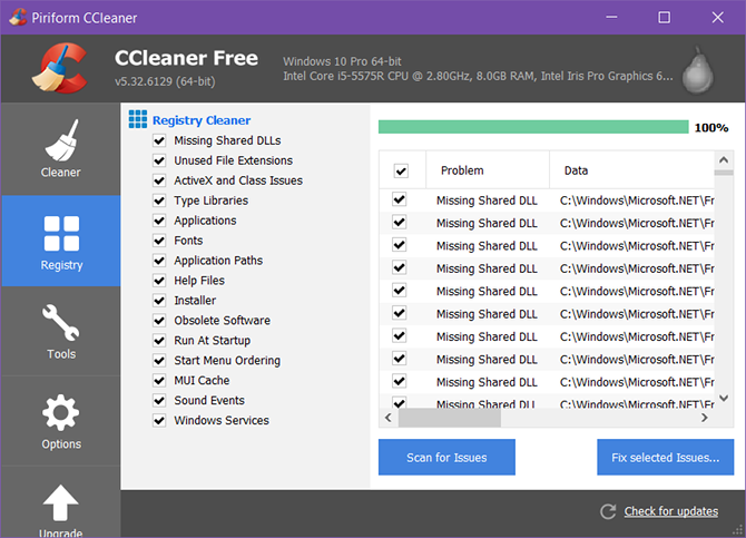 windows registry cleaner ccleaner