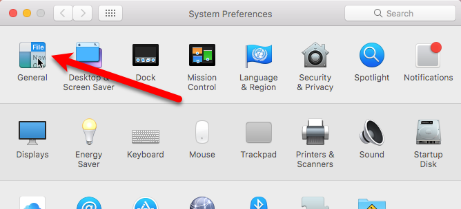 general in system preferences mac