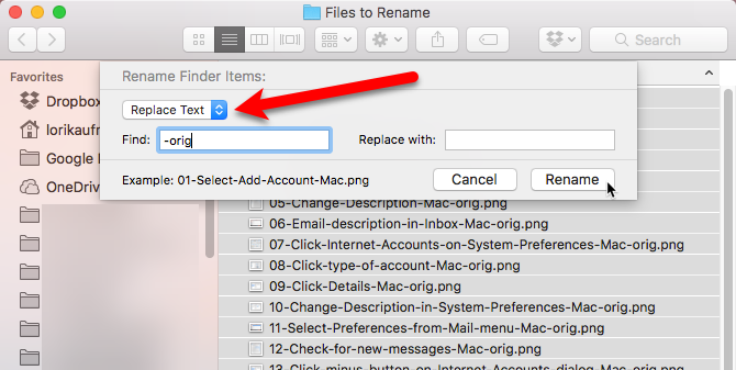 rename files on mac by clicking