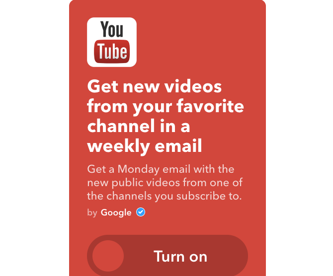 youtube ifttt new channel videos to weekly email