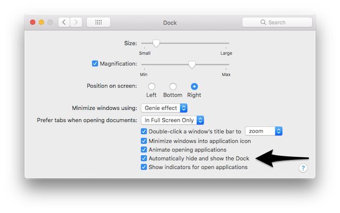 mac desktop clutter hide and show dock
