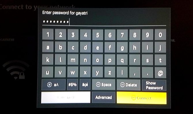 Setting up Amazon Fire TV Stick: how to type Wi-Fi password