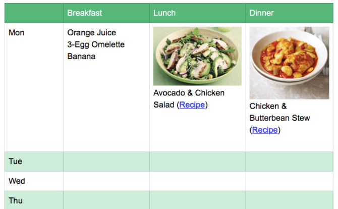 meal planner evernote
