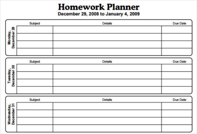 printable homework planner tidyform