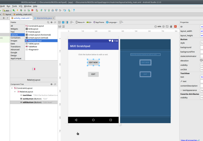 android create app androidstudio layouteditor
