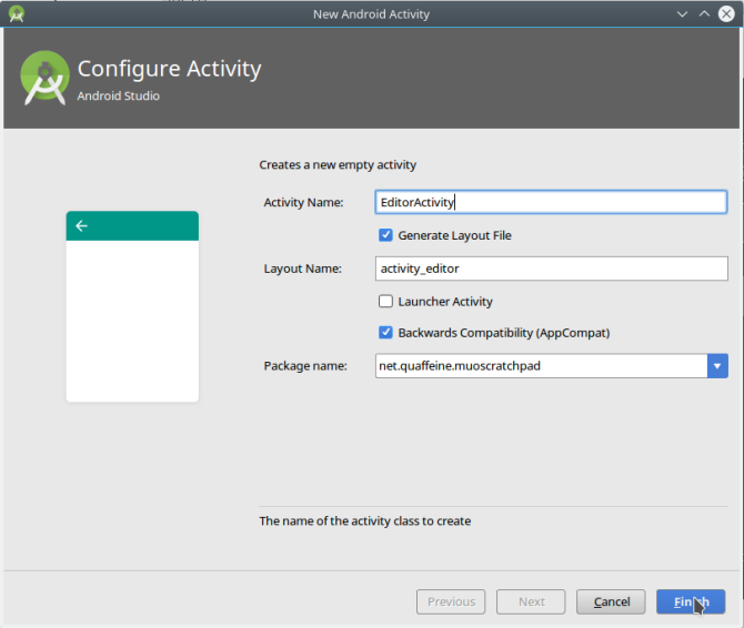 android create app androidstudio newactivity