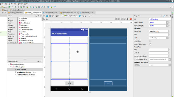 android create app androidstudio screen2 layout