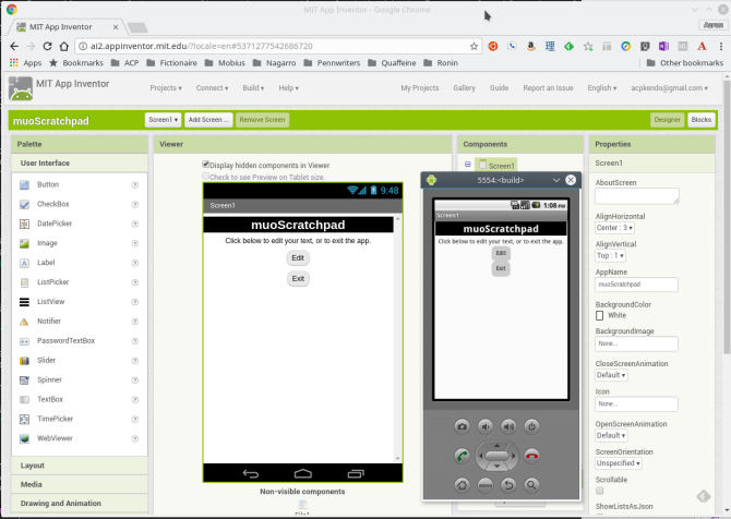 android create app appinventor app emulator