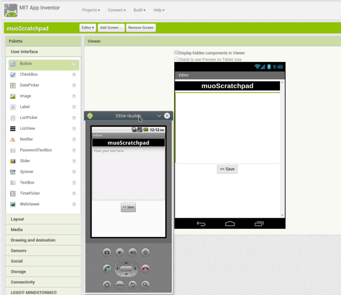 android create app appinventor screen2 layout