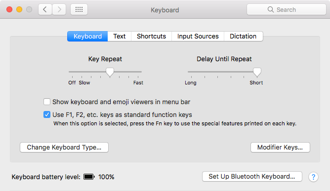 Mac Keyboard preferences