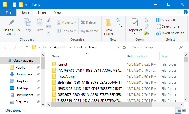 temp folder windows